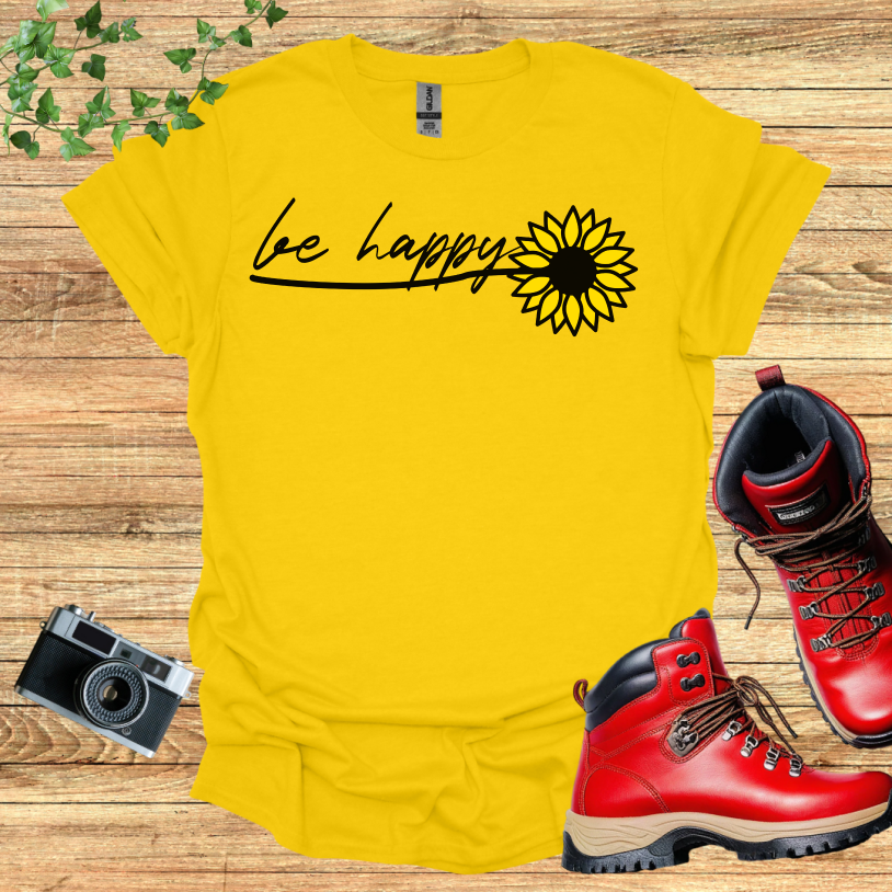 Be happy Sun Flower Multiple Leaves T-Shirt