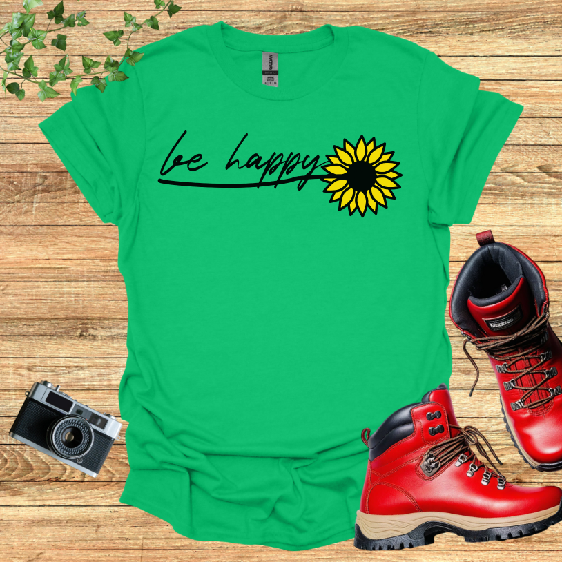 Be happy Sun Flower Multiple Leaves T-Shirt