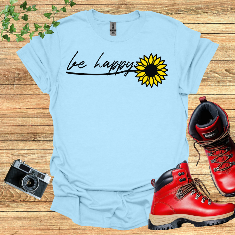 Be happy Sun Flower Multiple Leaves T-Shirt