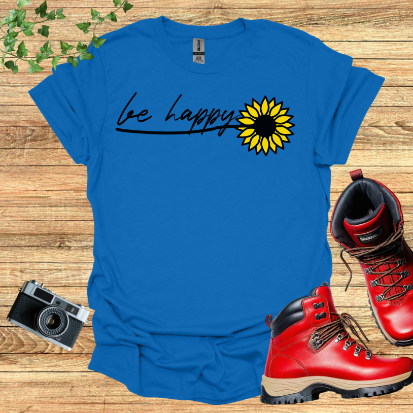 Be happy Sun Flower Multiple Leaves T-Shirt