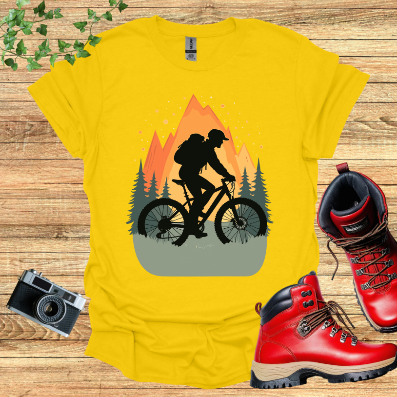 Black Biker Trees Sunset T-Shirt