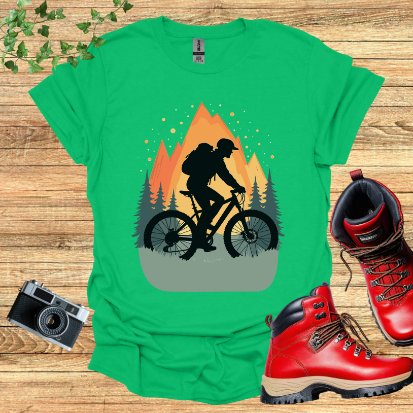 Black Biker Trees Sunset T-Shirt