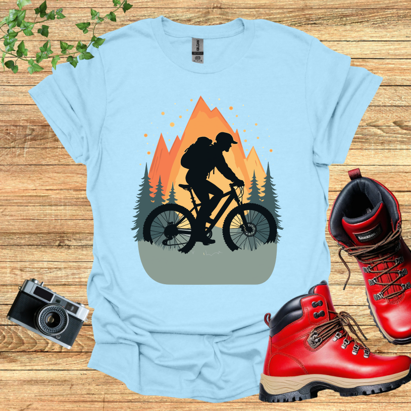 Black Biker Trees Sunset T-Shirt