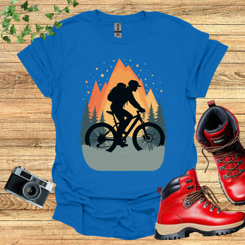 Black Biker Trees Sunset T-Shirt