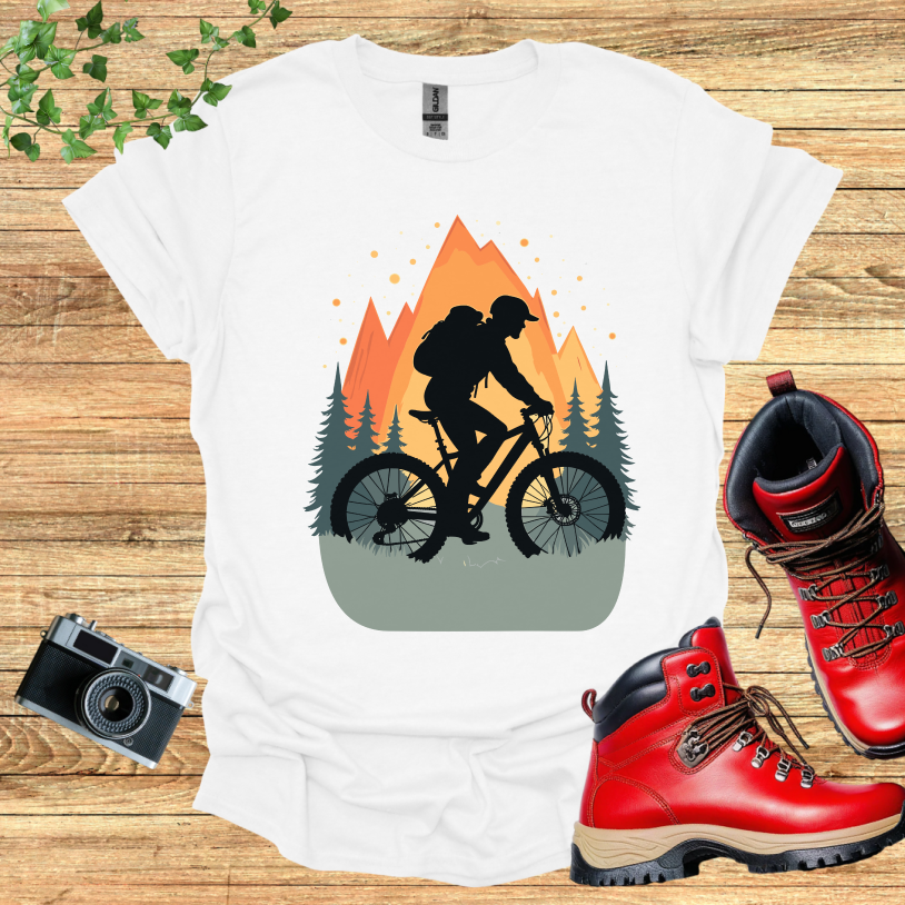 Black Biker Trees Sunset T-Shirt