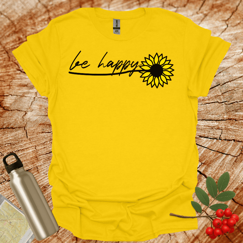 Be happy Sun Flower Multiple Leaves T-Shirt