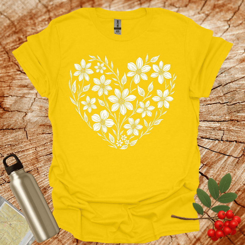 Floral Design Heart Shaped Multiple Flowers T-Shirt