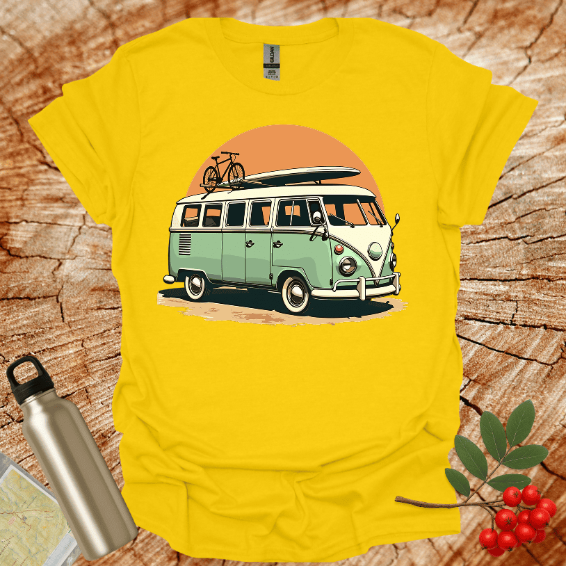 Old Van Surfboard Sandy Road T-Shirt