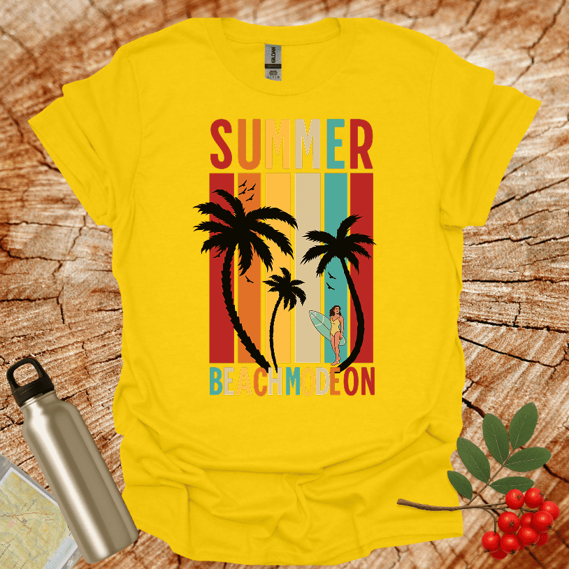 Summer Beach Mode On Female Surfer T-Shirt