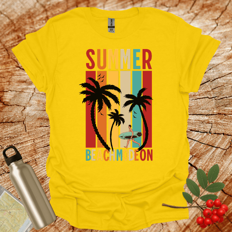 Summer Beach Mode On Male Surfer T-Shirt