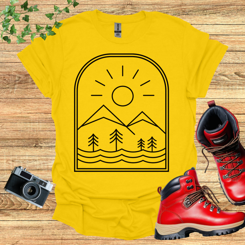 Emblem Mountain And Waves T-Shirt