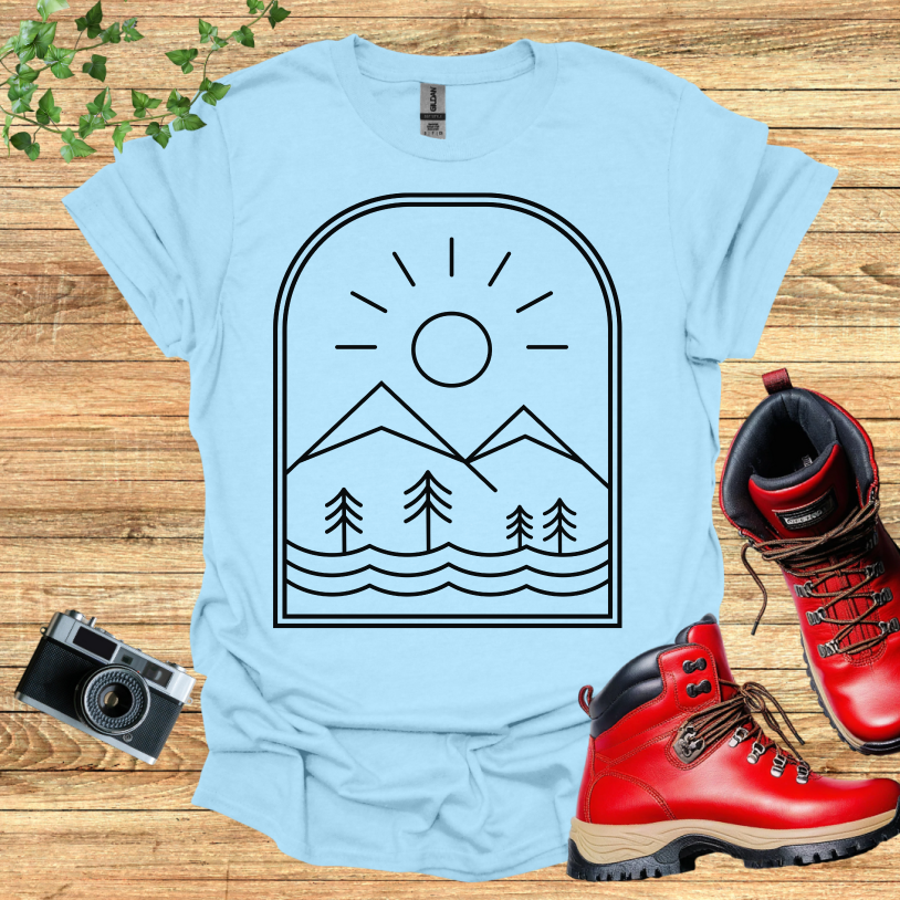 Emblem Mountain And Waves T-Shirt