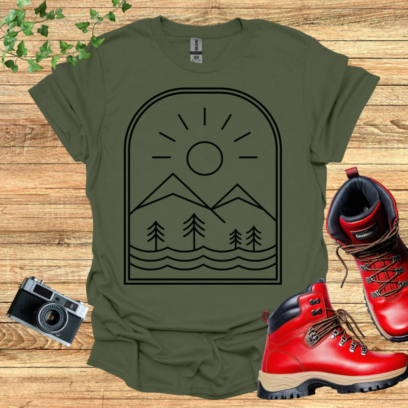 Emblem Mountain And Waves T-Shirt
