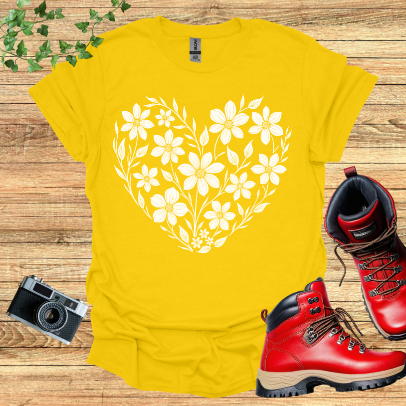 Floral Design Heart T-Shirt