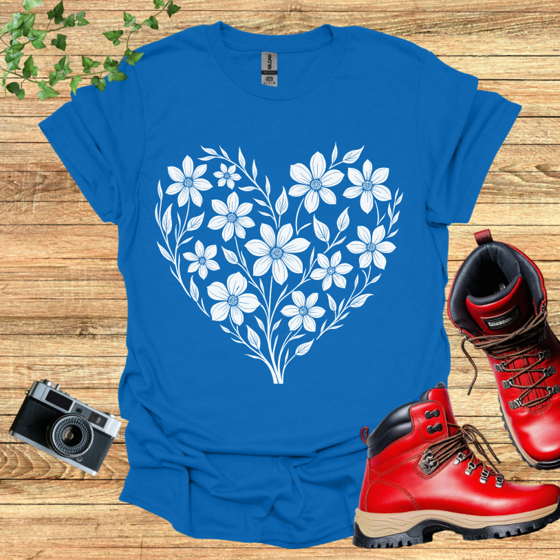 Floral Design Heart Shaped Multiple Flowers T-Shirt