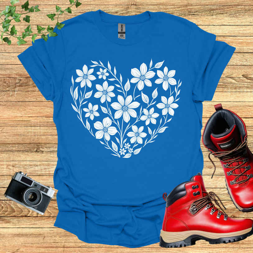 Floral Design Heart T-Shirt