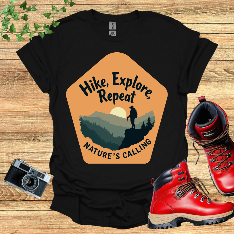 Hike Explore Repeat Nature is calling Polygon T-Shirt
