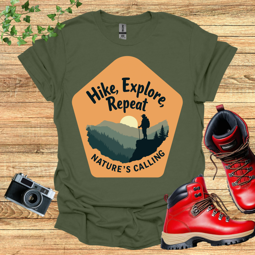 Hike Explore Repeat Nature is calling Polygon T-Shirt