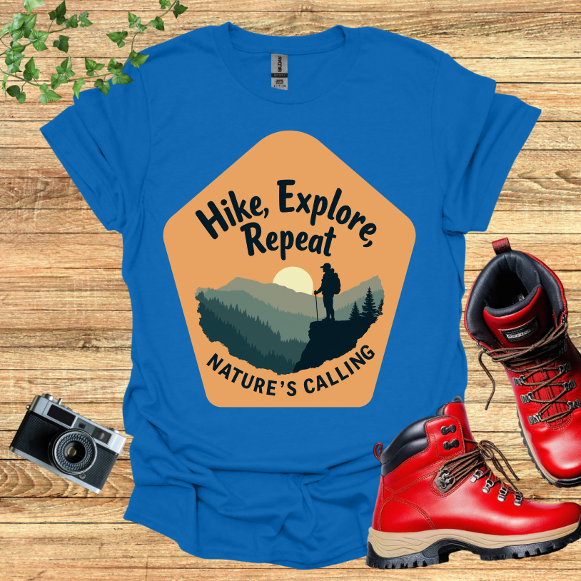 Hike Explore Repeat Nature is calling Polygon T-Shirt
