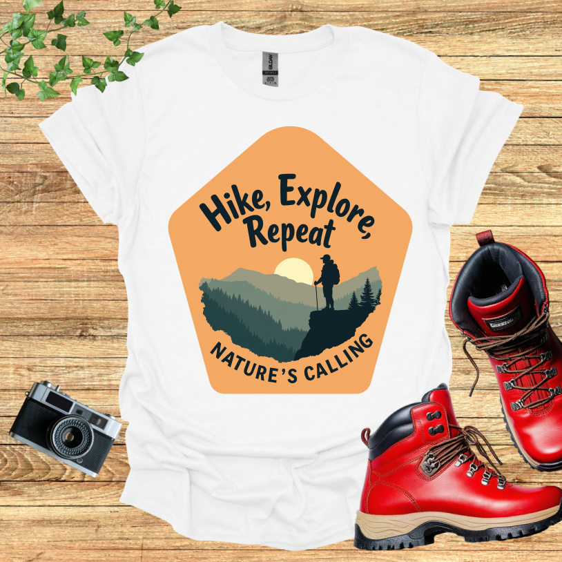 Hike Explore Repeat Nature is calling Polygon T-Shirt