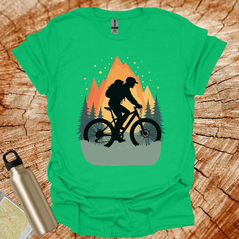 Black Biker Trees Sunset T-Shirt