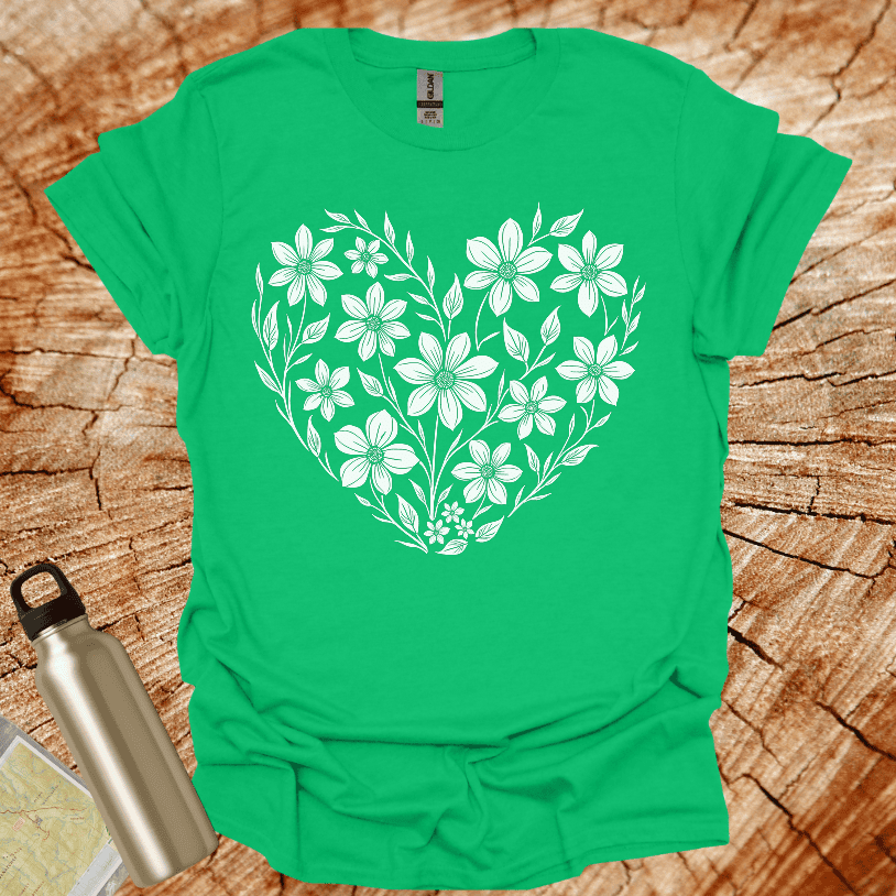 Floral Design Heart Shaped Multiple Flowers T-Shirt