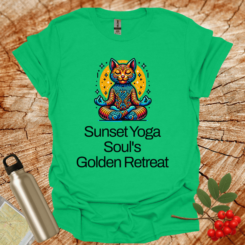 SunSet Yoga Cat Golden Retreat T-Shirt