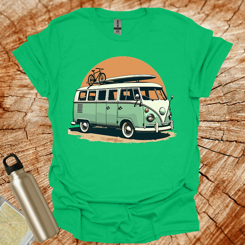 Old Van Surfboard Sandy Road T-Shirt