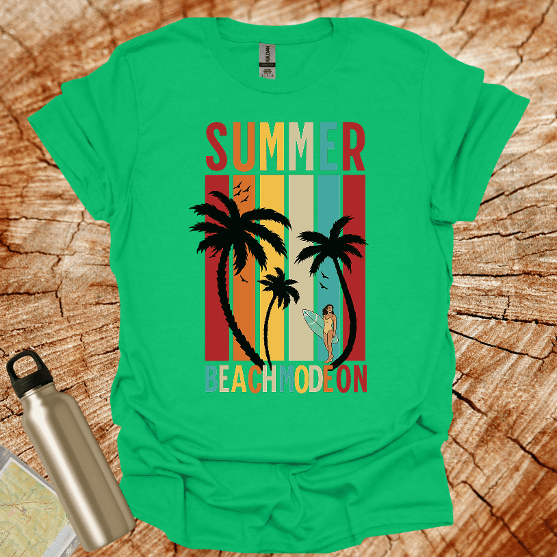 Summer Beach Mode On Female Surfer T-Shirt
