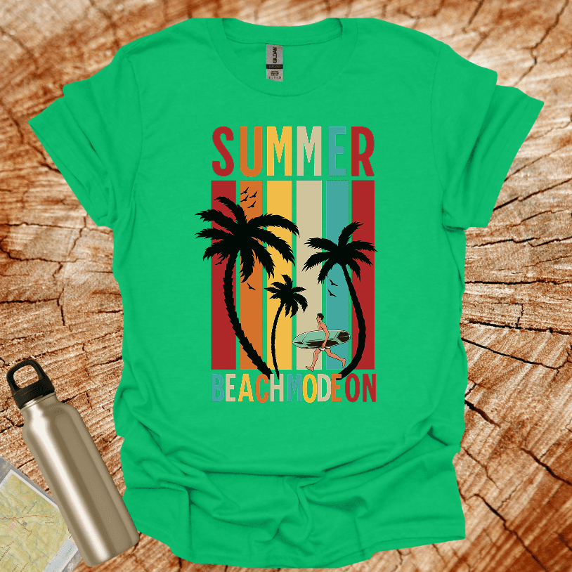 Summer Beach Mode On Male Surfer T-Shirt