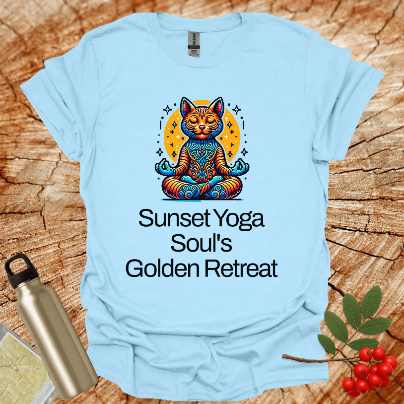 SunSet Yoga Cat Golden Retreat T-Shirt