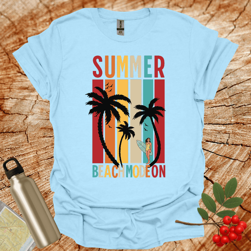 Summer Beach Mode On Female Surfer T-Shirt