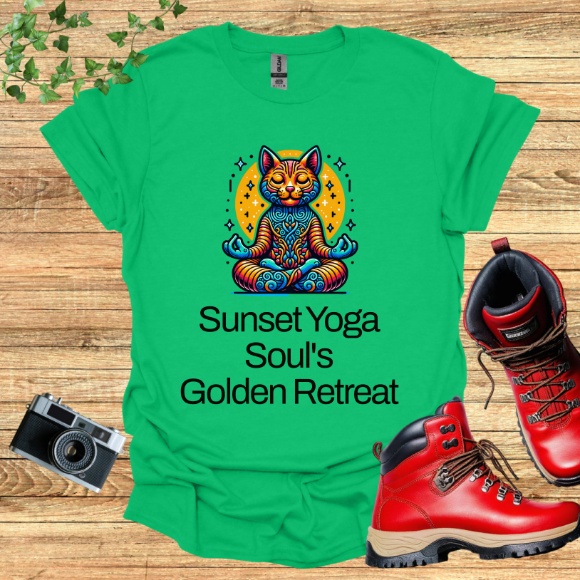 Sun Set Yoga Cat Golden Retreat T-Shirt