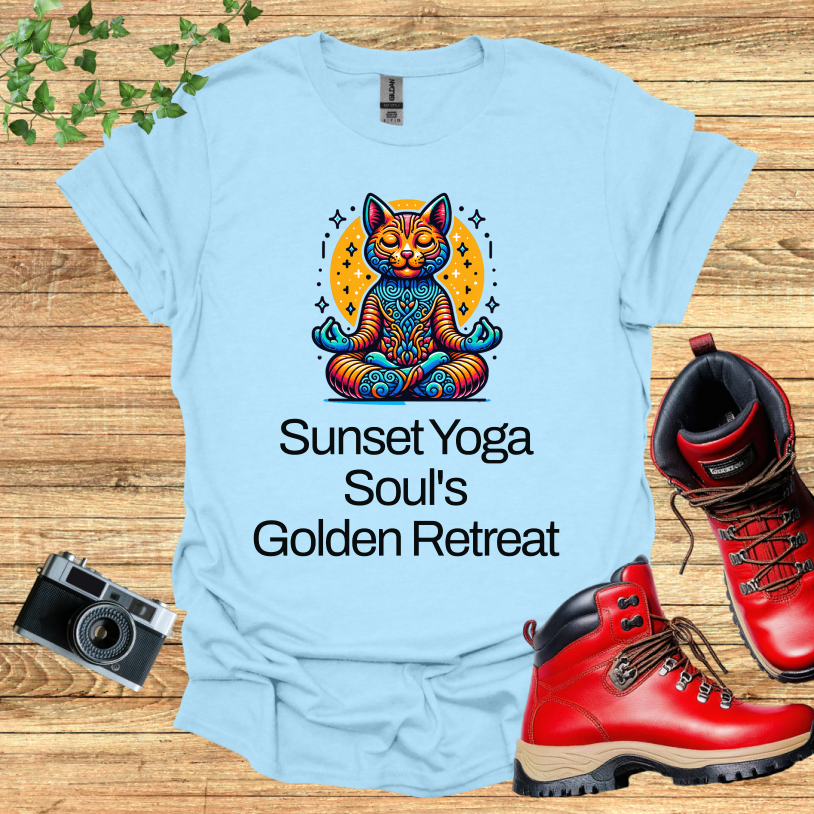 Sun Set Yoga Cat Golden Retreat T-Shirt