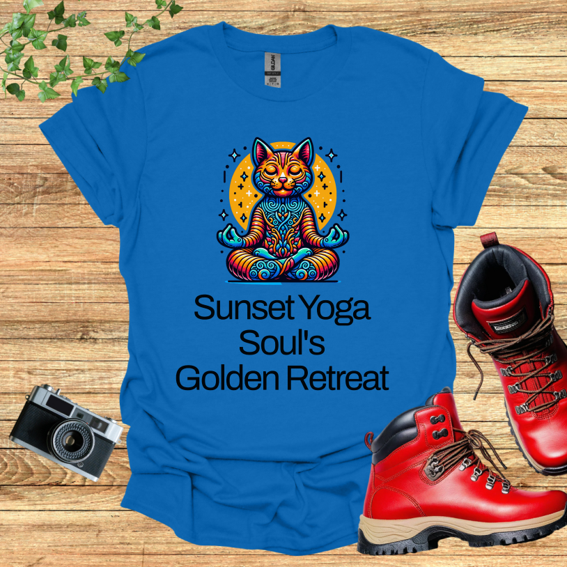 Sun Set Yoga Cat Golden Retreat T-Shirt