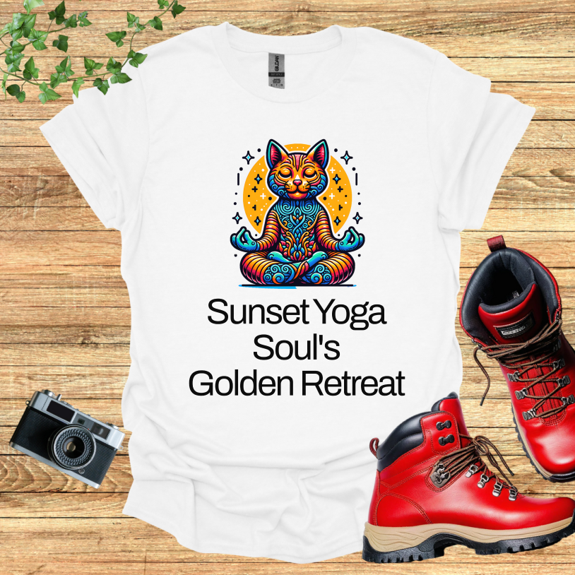 Sun Set Yoga Cat Golden Retreat T-Shirt