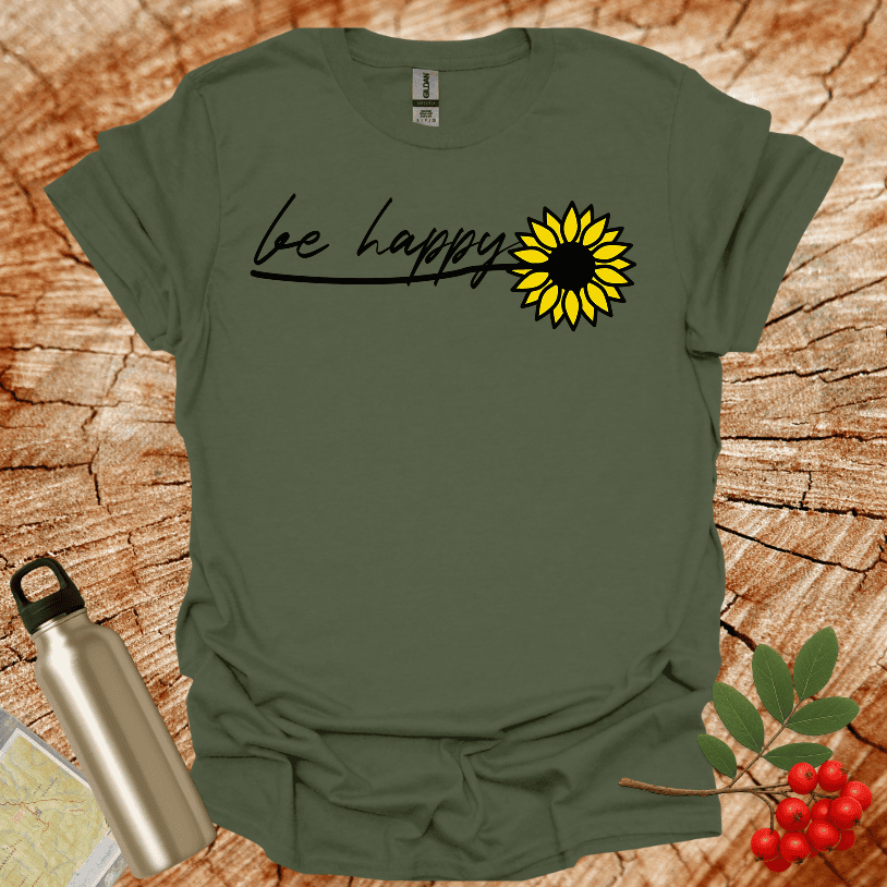 Be happy Sun Flower Multiple Leaves T-Shirt