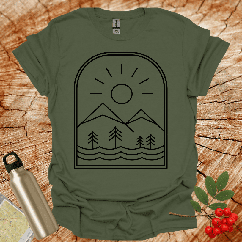 Emblem Mountain And Waves T-Shirt
