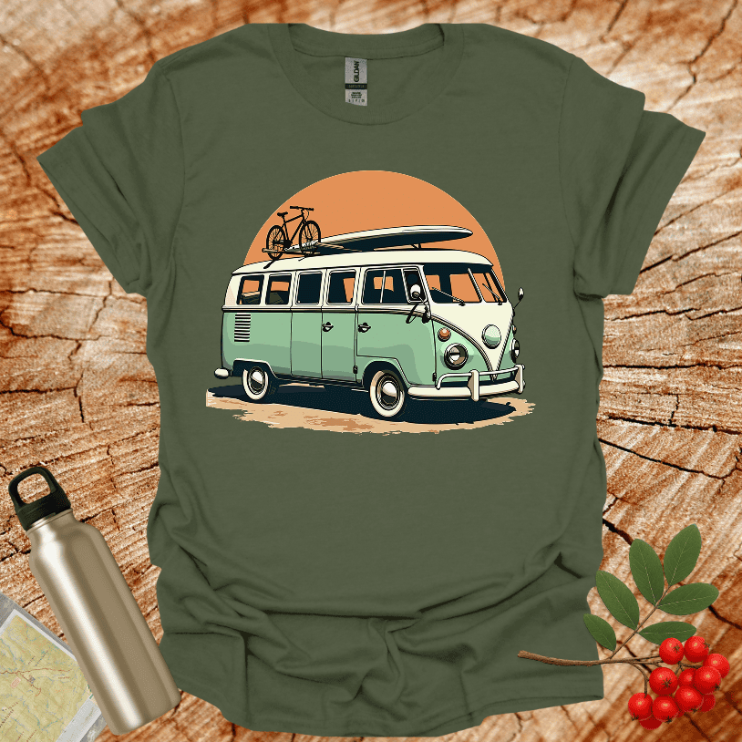 Old Van Surfboard Sandy Road T-Shirt