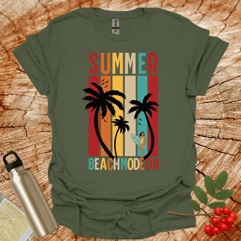 Summer Beach Mode On Female Surfer T-Shirt