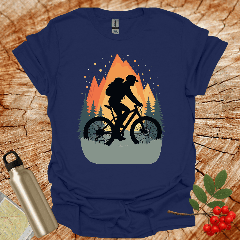 Black Biker Trees Sunset T-Shirt