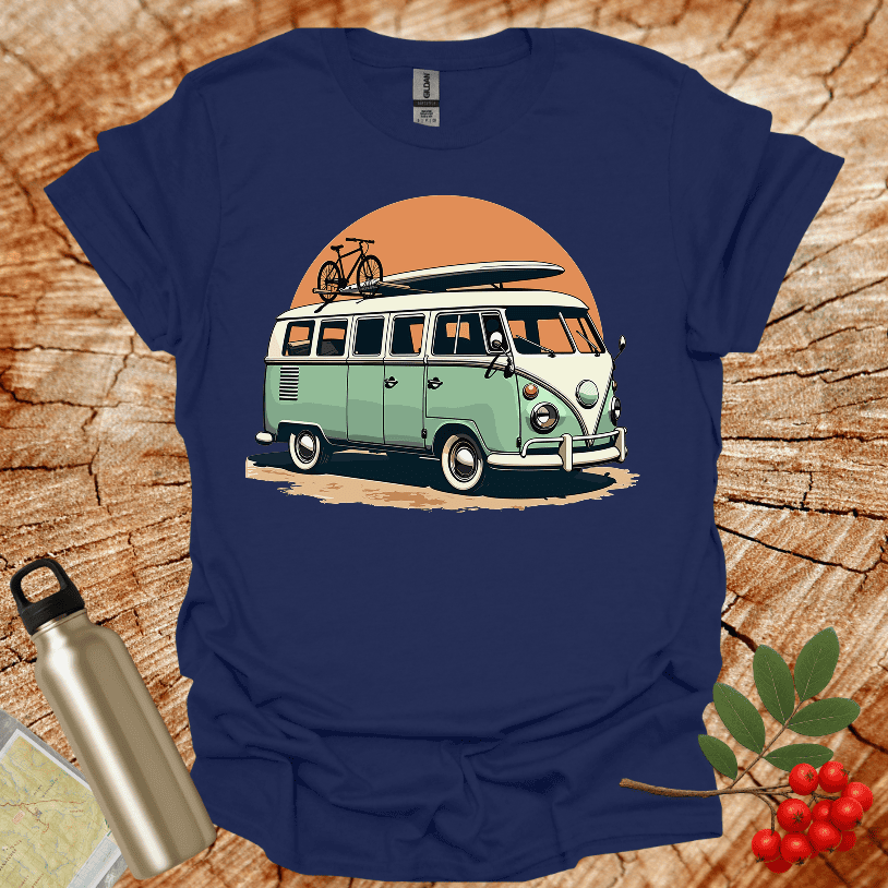 Old Van Surfboard Sandy Road T-Shirt