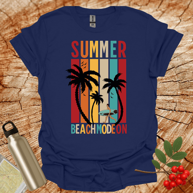 Summer Beach Mode On Male Surfer T-Shirt