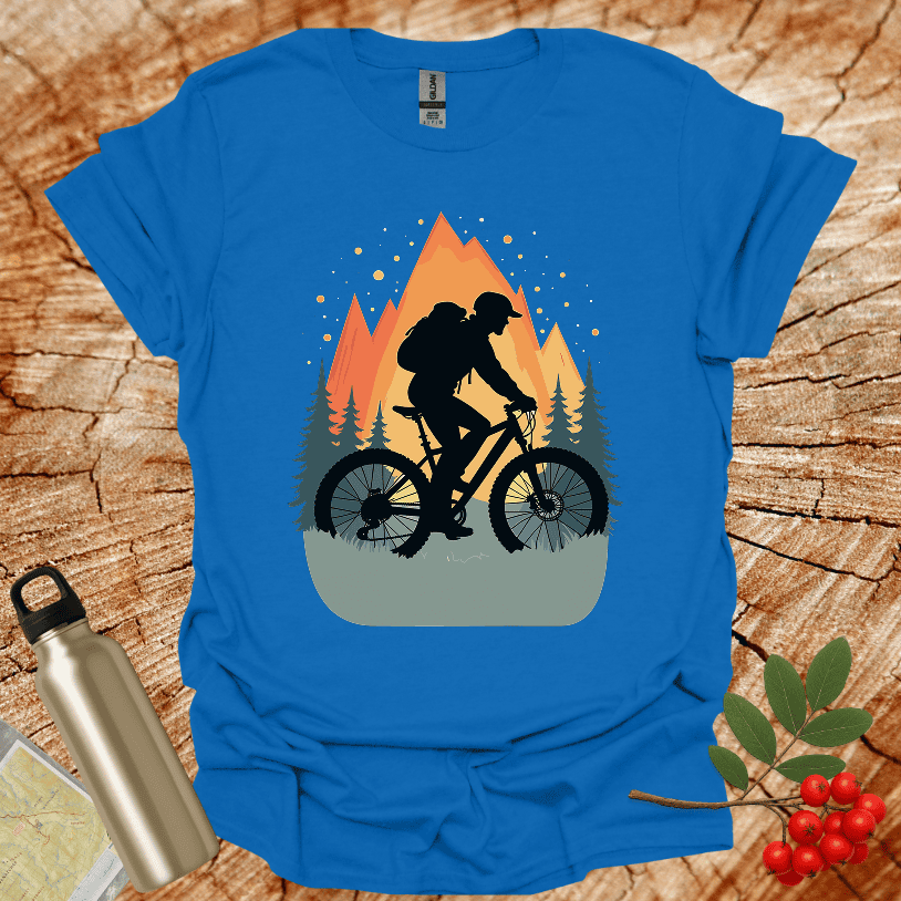 Black Biker Trees Sunset T-Shirt