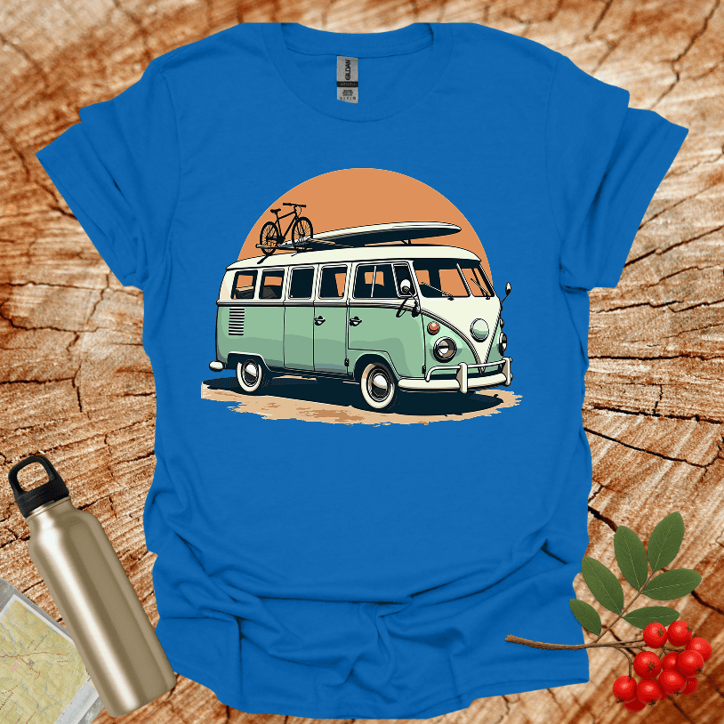 Old Van Surfboard Sandy Road T-Shirt