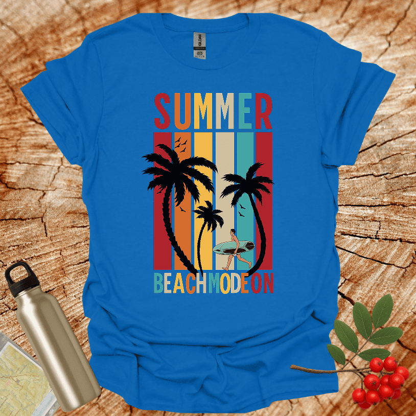 Summer Beach Mode On Male Surfer T-Shirt