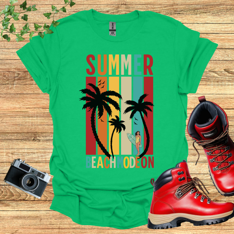 Summer Beach Mode On Female Surfer T-Shirt