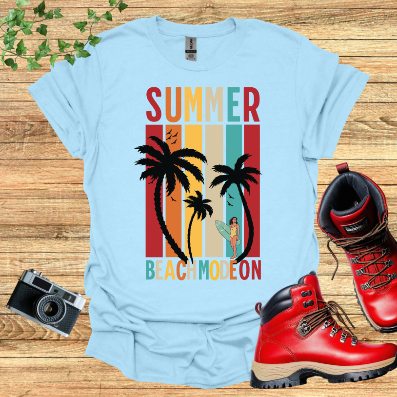 Summer Beach Mode On Female Surfer T-Shirt