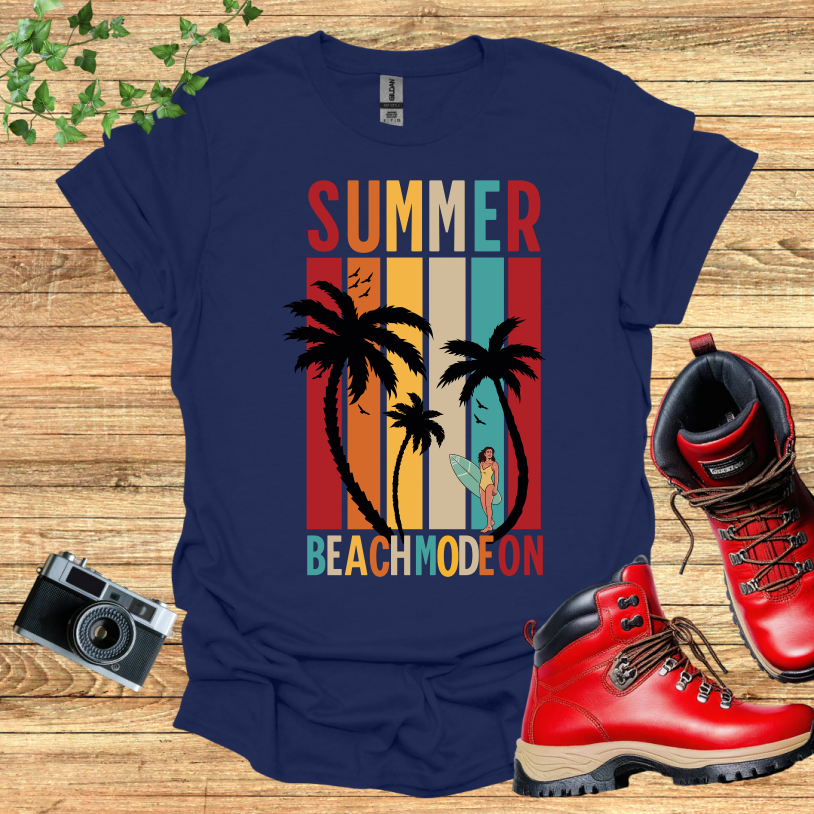 Summer Beach Mode On Female Surfer T-Shirt