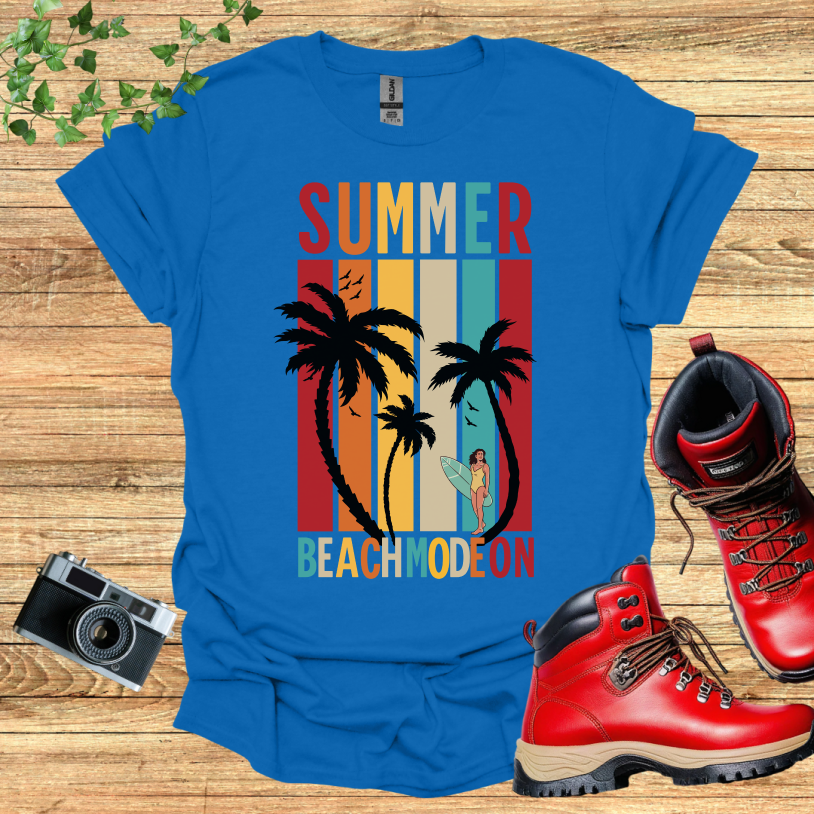 Summer Beach Mode On Female Surfer T-Shirt